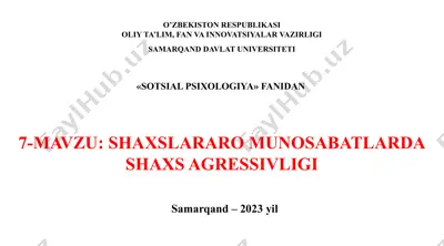 shaxslararo munosabatlarda shaxs agressivligi — PPTX