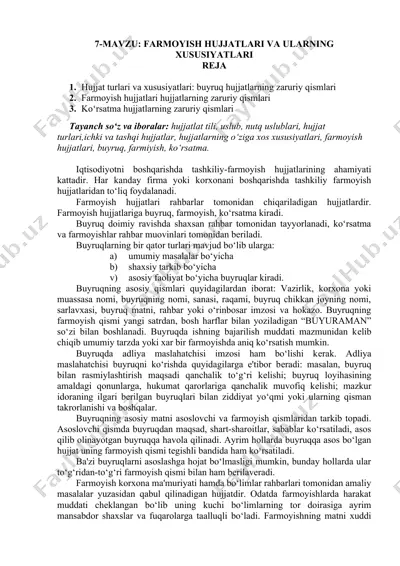farmoyish hujjatlari va ularning xususiyatlari — DOCX