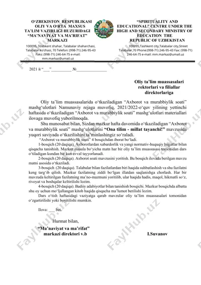 "axborot va murabbiylik soati" — DOCX