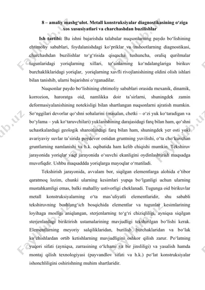 metall konstruksiyalar diagnostikasi — DOCX