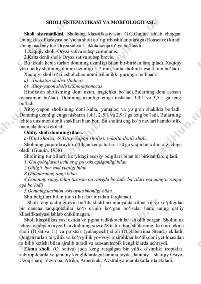 sholi sistematikasi va morfolojiyasi — DOCX