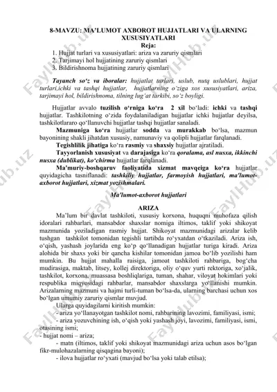 ma'lumot axborot hujjatlari va ularning xususiyatlari — DOCX