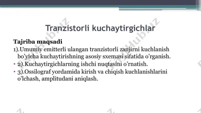 tranzistorli kuchaytirgichlar — PPTX