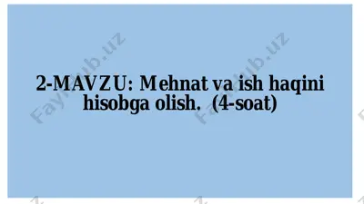mehnat va ish haqini hisobga olish — PDF