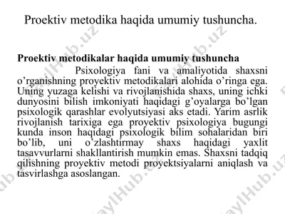 proektiv metodika haqida umumiy tushuncha — PPTX