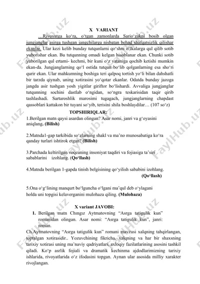 sario‘zak va jungjanglar arasida jangchilarning ahvoli — DOCX