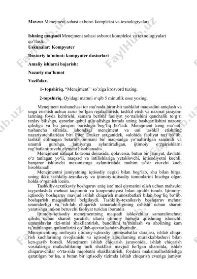 menejment sohasi axborot kompleksi va texnologiyalari — DOCX