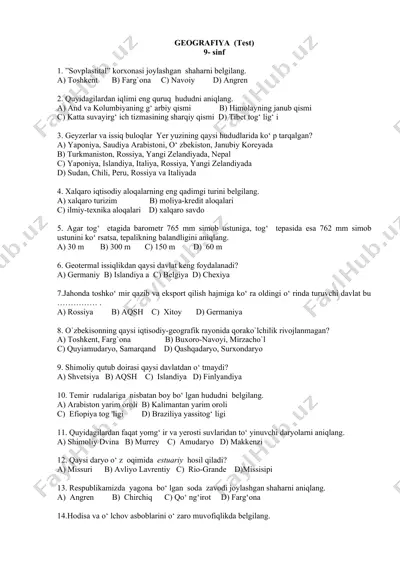 geografiya (test) — DOCX