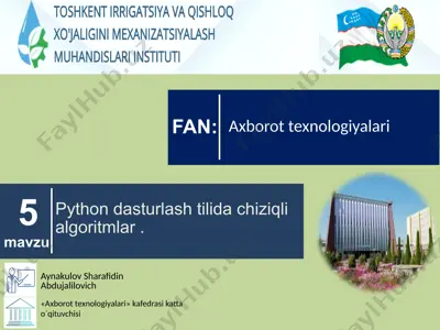 python dasturlash tilida chiziqli algoritmlar — PPTX