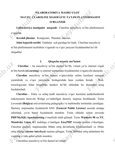 claroline masofaviy ta'lim platformasi — DOCX