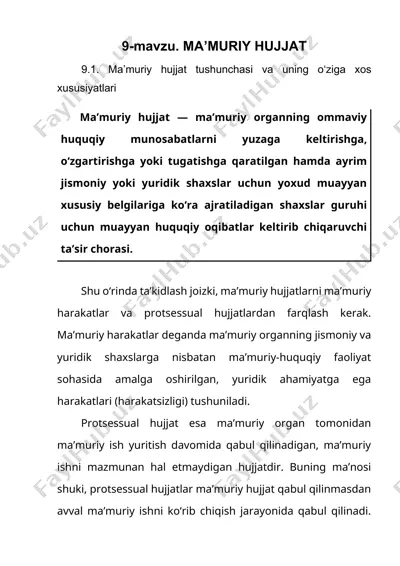 ma’muriy hujjat tushunchasi va uning o‘ziga xos xususiyatlari — DOCX