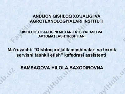 g’alla o’rish, tozalash va saralash mashinalari — PPT