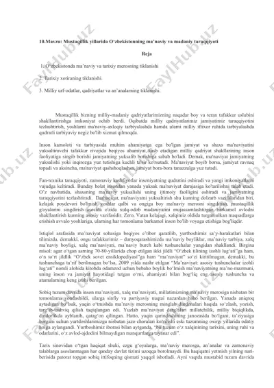mustaqillik yillarida o‘zbekistonning ma’naviy va madaniy taraqqiyoti — DOCX