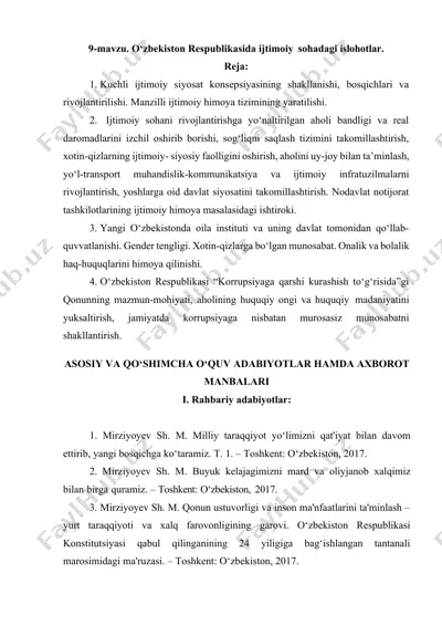 o‘zbekiston respublikasida ijtimoiy sohadagi islohotlar — DOCX