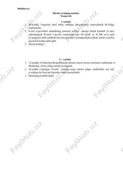 davlat va huquq asoslari — DOCX