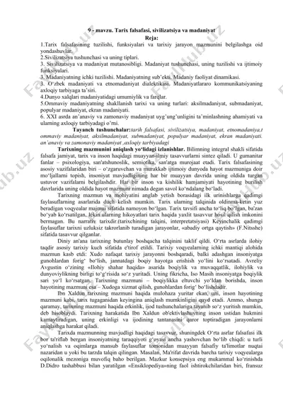tarix falsafasi, sivilizatsiya va madaniyat — DOCX