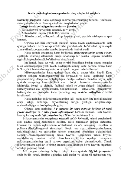 katta qorindagi mikroorganizmlarning miqdorini aniqlash — DOCX