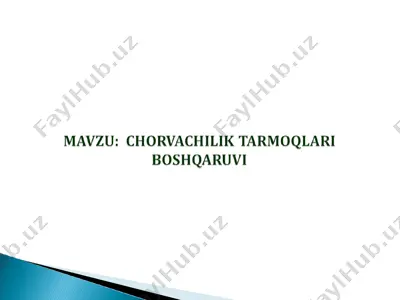chorvachilikning milliy iqtisodiyotdagi ahamiyati va uni rivojlantirish asoslari — PPT
