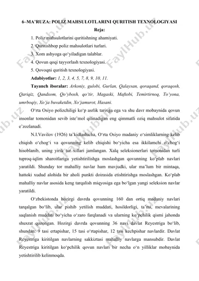 poliz mahsulotlarini quritish texnologiyasi — DOCX