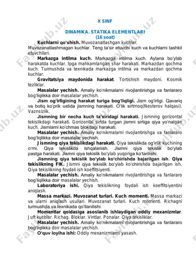 x sinf - dinamika. statika elementlari — PDF