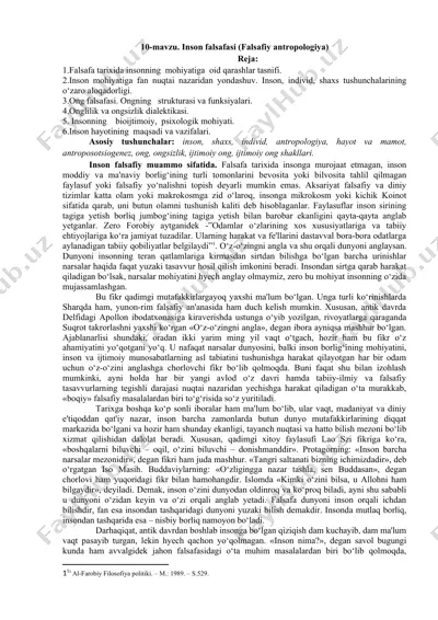 inson falsafasi (falsafiy antropologiya) — DOCX