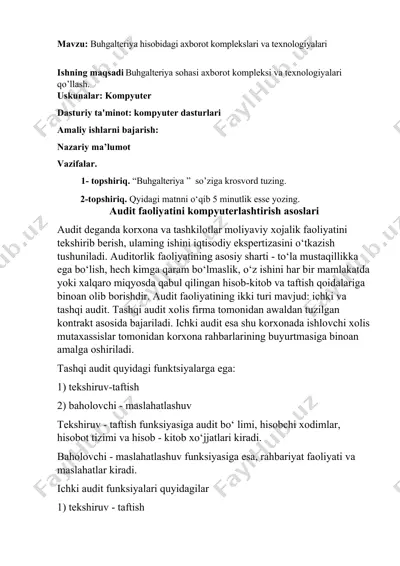 buhgalteriya hisobidagi axborot komplekslari va texnologiyalari — DOCX