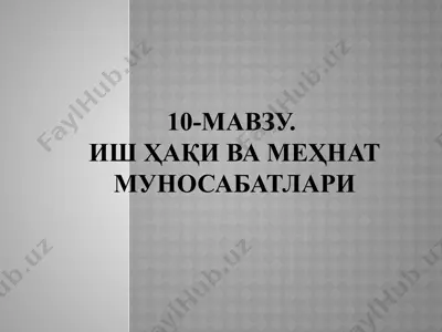 ish haqiqati va mehnat munosabatlari — PPTX