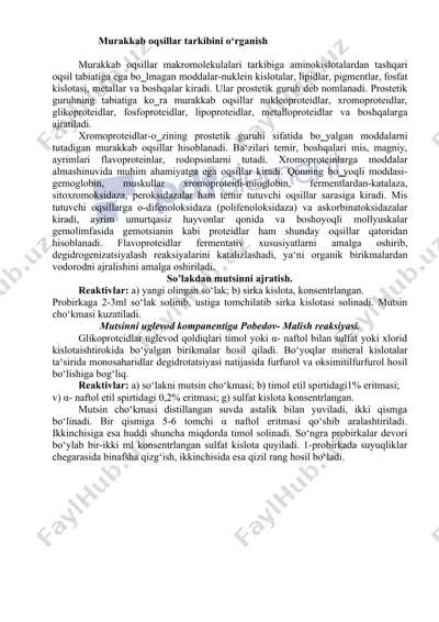 murakkab oqsillar tarkibini o‘rganish — DOCX