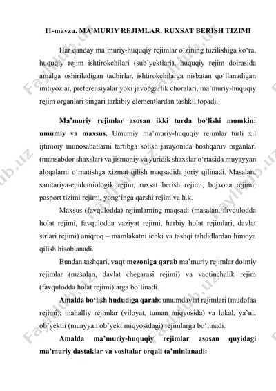 ma’muriy rejimlar. ruxsat berish tizimi — DOCX