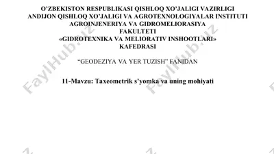 taxeometrik s’yomka va uning mohiyati — PPT