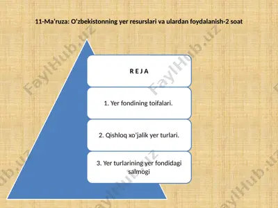 o‘zbekistonning yer resurslari va ulardan foydalanish — PPTX