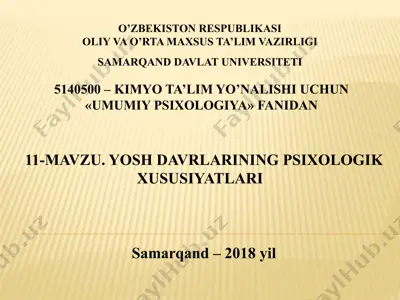 o‘smirlik davri psixologiyasi — PPTX