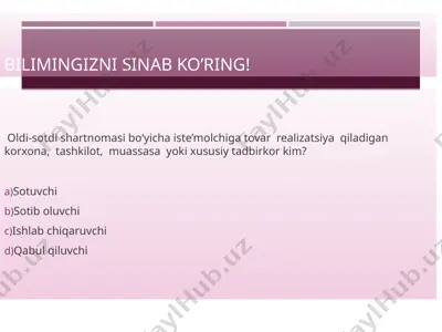 bilimingizni sinab ko’ring! — PPT