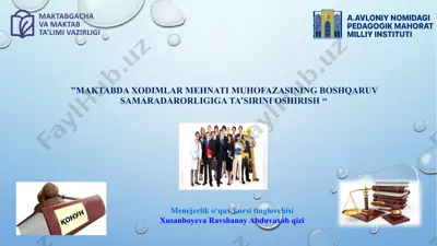 xodimlarga mehnat muhofazasi va xavfsiz ish sharoitlarini yaratish — PPTX
