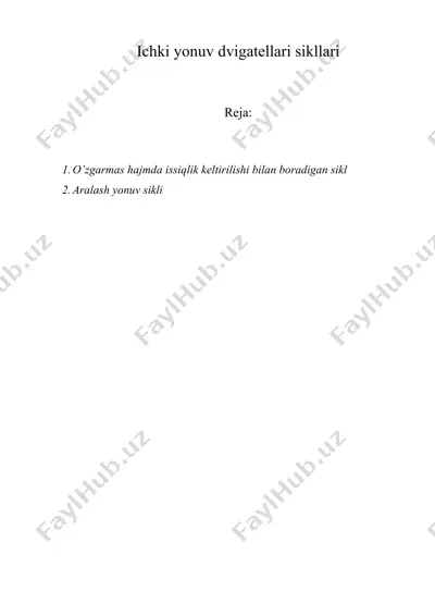 ichki yonuv dvigatellari sikllari — DOC