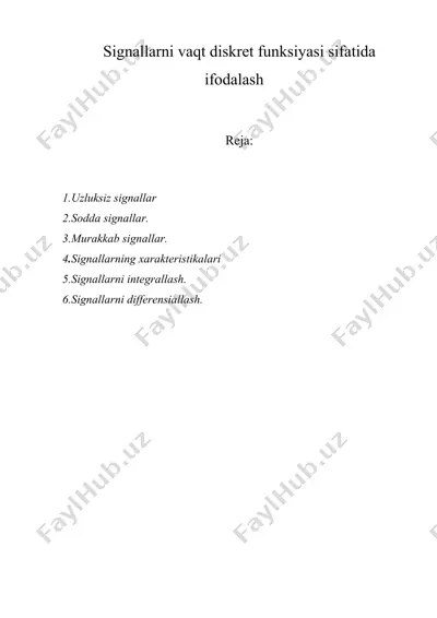 signallarni vaqt diskrеt funksiyаsi sifatida ifodalash — DOC