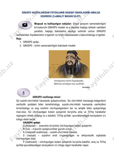 grasps vazifalaridan foydalanib haqiqiy baholashni amalga oshirish (3-amaliy mashgʻulot) — PDF