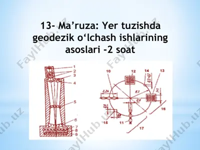 ma’ruza: yer tuzishda geodezik o‘lchash ishlarining asoslari — PPTX