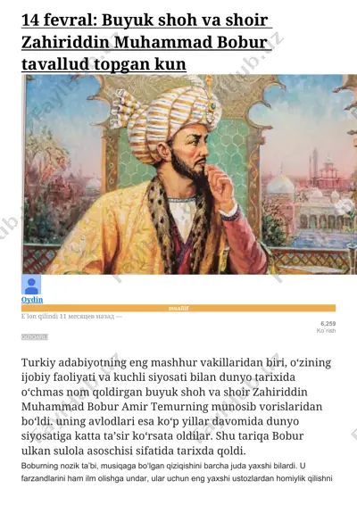 zahiriddin muhammad bobur hayoti va ijodi — DOCX
