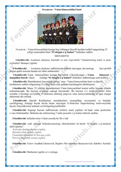"vatan himoyachilari kuniga bag`ishlangan qurolli kuchlar tashkil topganining 25 yilligi munosabati bilan “o`zbegim o`g`lonlari ” bellashuv tadbiri" — DOCX