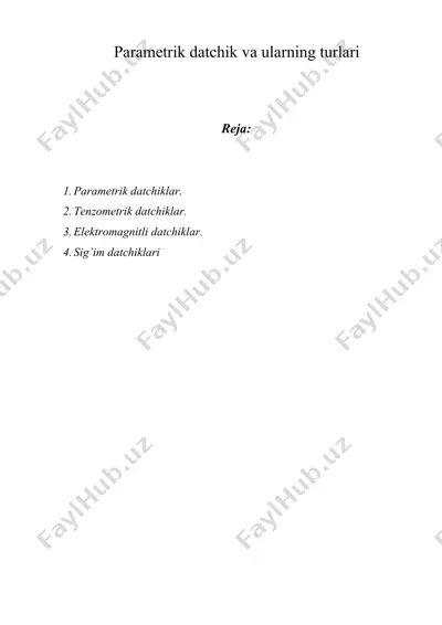 parametrik datchik va ularning turlari — DOCX