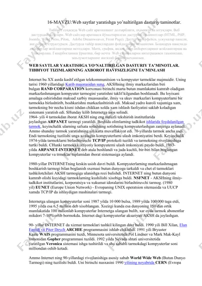 web saytlar yaratishga yo‘naltirilgan dasturiy taminotlar — DOCX