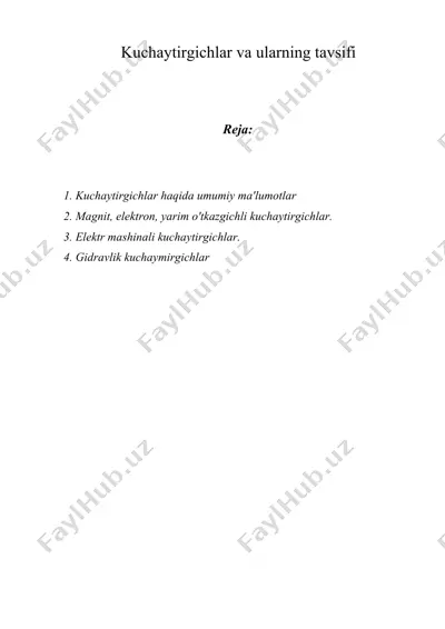 kuchаytirgichlar va ulаrning tаvsifi — DOCX