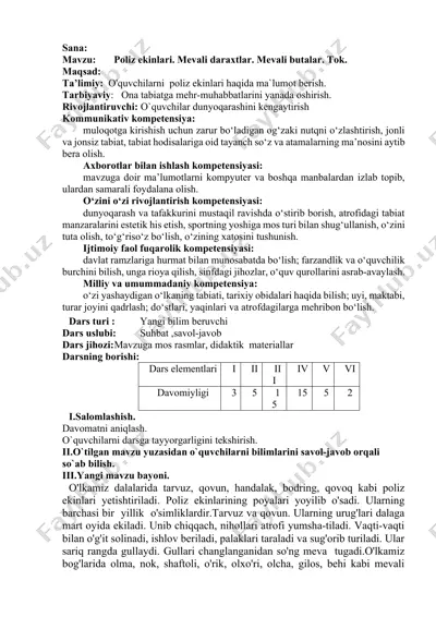 poliz ekinlari. mevali daraxtlar. mevali butalar. tok. — DOCX