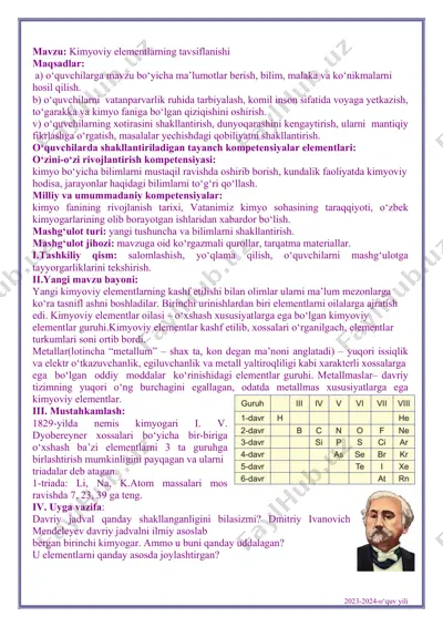 kimyoviy elementlarning tavsiflanishi — PDF