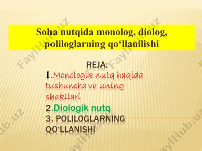monolog va diolog asarlarda nutq — PPT