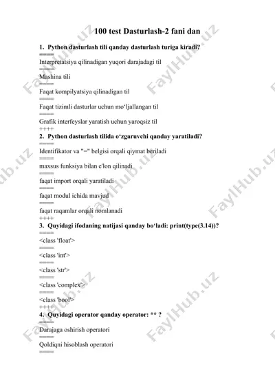python dasturlash tilida o'zgaruvchi yaratish — DOCX