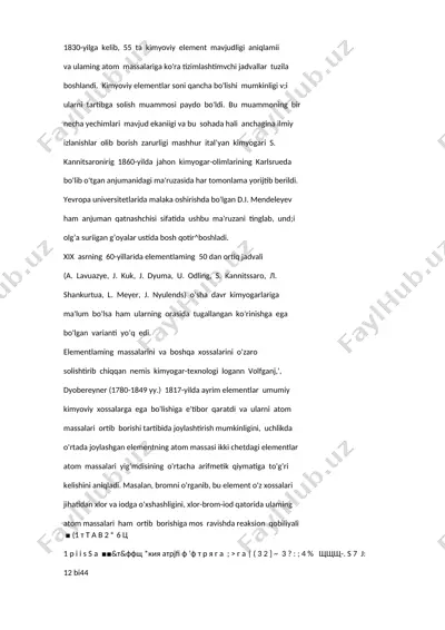 kimyoviy elementlar jadvalli — DOCX