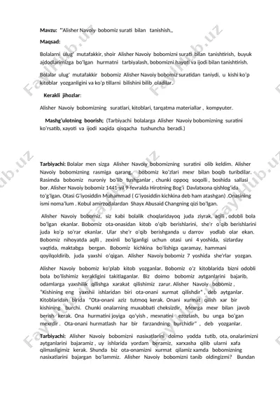 alisher navoiy bobomiz surati bilan tanishish — DOCX