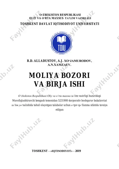 moliya bozori va birja ishi — PDF